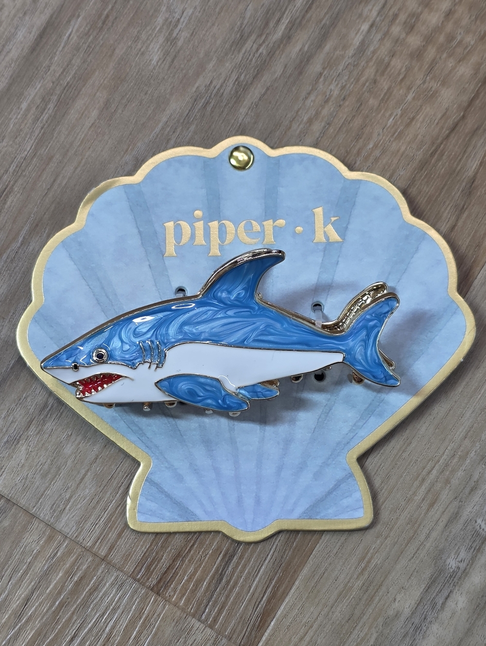 🔹️NWT Blue & White Shark Ocean Adventure Metal Hair Clip